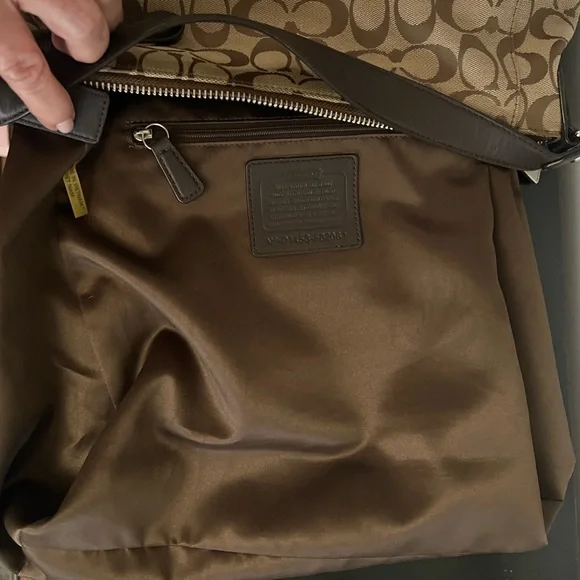 Coach Charlie Signature Python Brown and Tan Shoulder Bag - Picture 7 of 15